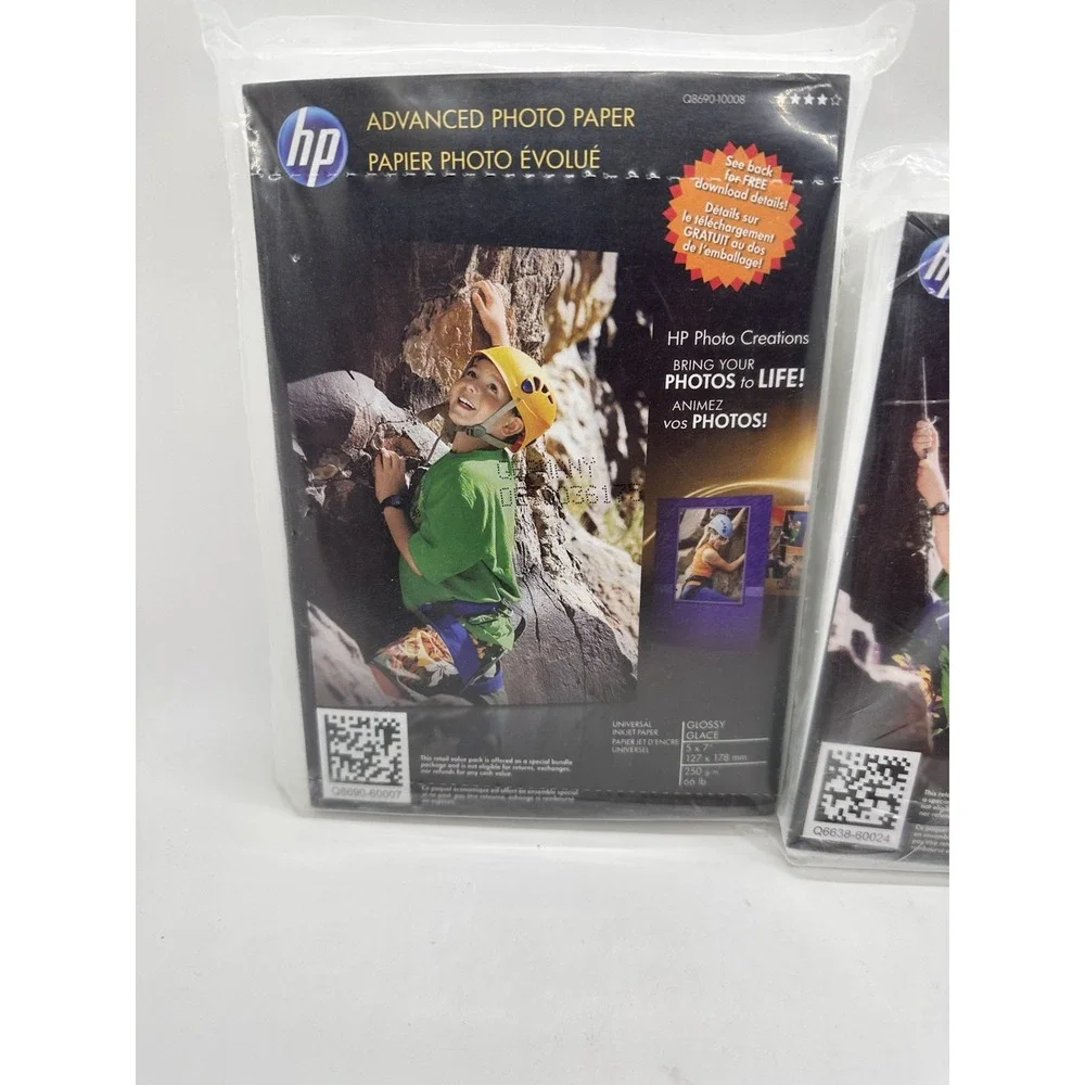 HP Advanced Photo Paper Glossy Lot of 2 Sealed 4x6 & 5x7‎